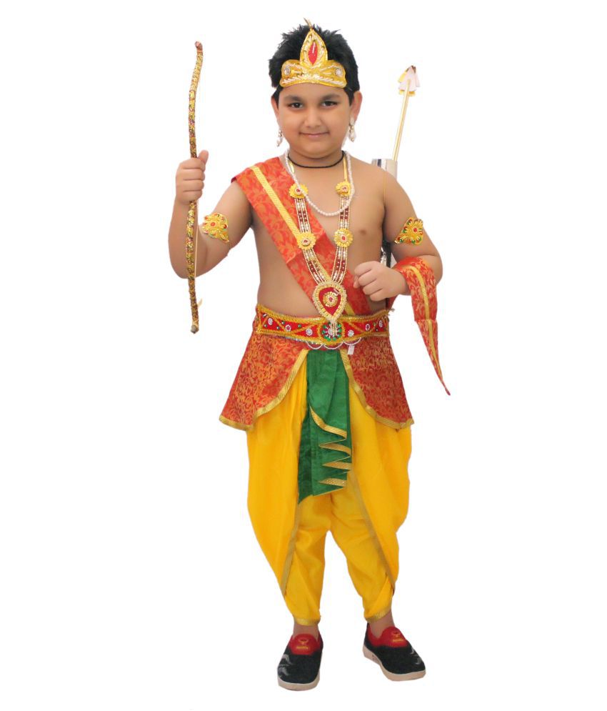     			Kaku Fancy Dresses Ram Costume for Boy/Ram Navami/Ram Dress/Dushera Costume/Ramayan Play/Mythological Costume for Boys - Red, 2-3 Years