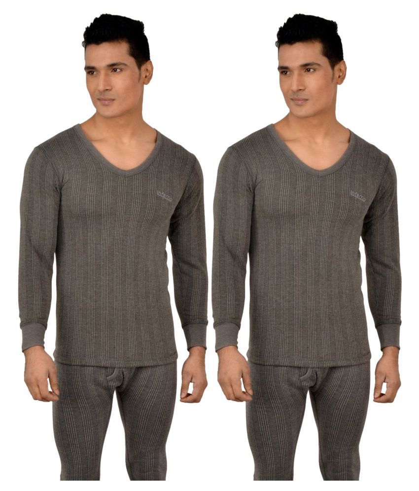     			Lux Inferno - Charcoal Cotton Men's Thermal Tops ( Pack of 2 )