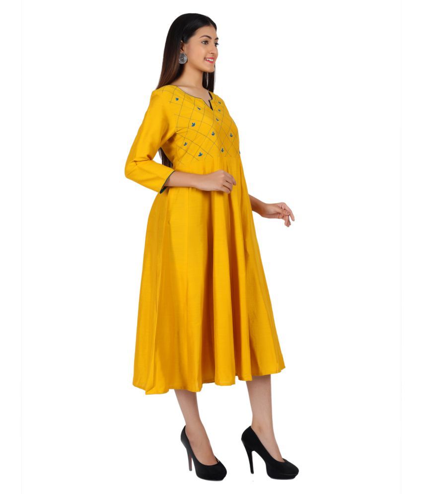yellow colour anarkali kurti