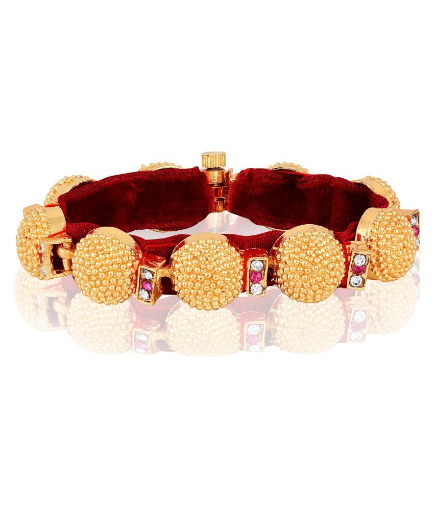     			Asmitta Traditional designer High Gold toned White Pink Stone Bracelet For Women