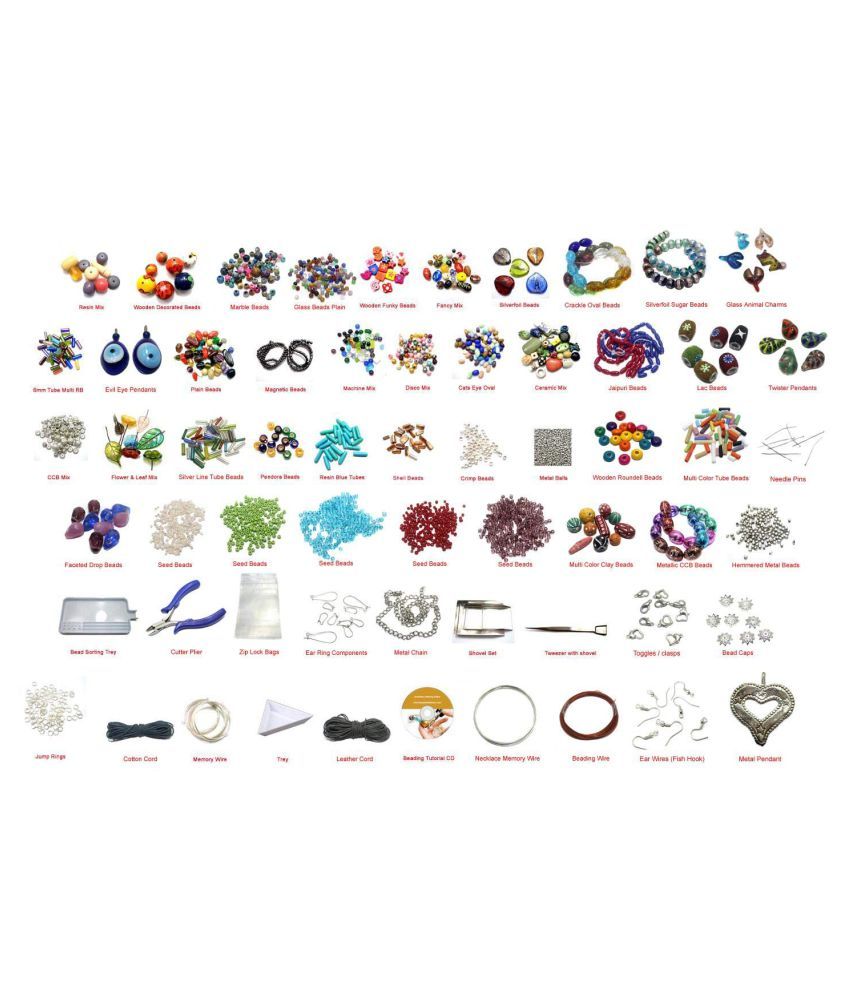 Beadsnfashion Professional All In One 60 Type Of Beading Materials DIY Kit With Tools, Finding