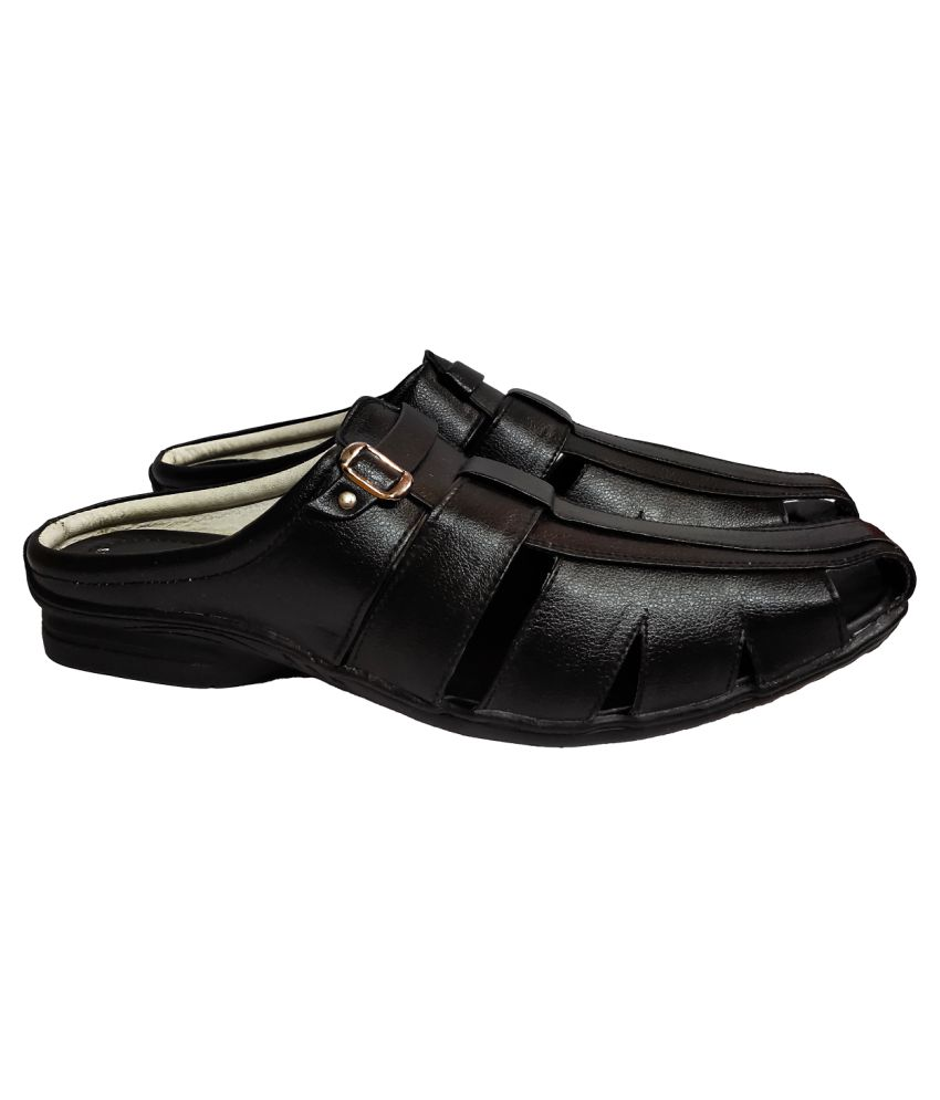 RAGE GAZE Black Leather Sandals Price in India- Buy RAGE GAZE Black Leather Sandals Online at 