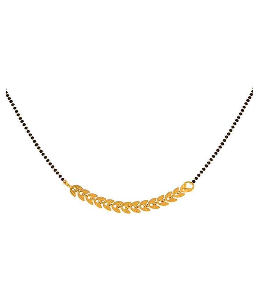     			Traditional Ethnic 1g Gold Plated Leaf Designer Mangalsutra with Black