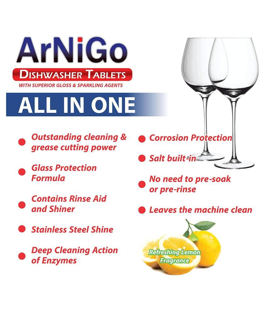 ARNIGO ALL IN ONE DISHWASHER TABLETS (30 TABLETS), CONTAIN GLASS