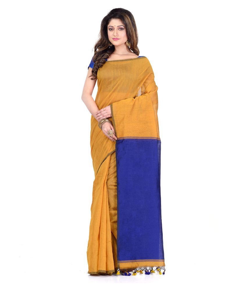 Desh Bidesh Yellow Gicha Saree - Buy Desh Bidesh Yellow Gicha Saree ...