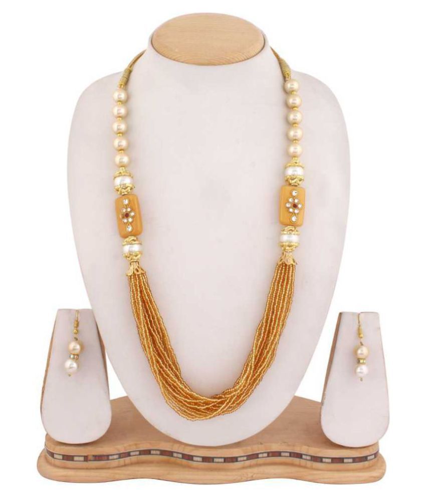     			Jewar Mandi Brass Golden Collar Contemporary/Fashion Gold Plated Necklaces Set