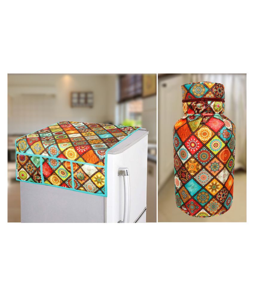     			E-Retailer Set of 2 Polyester Multi Fridge Top Cover