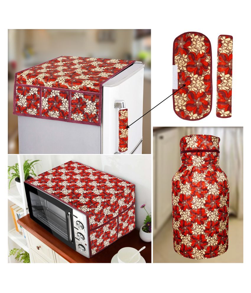     			E-Retailer Set of 5 PVC Red Fridge Top Cover