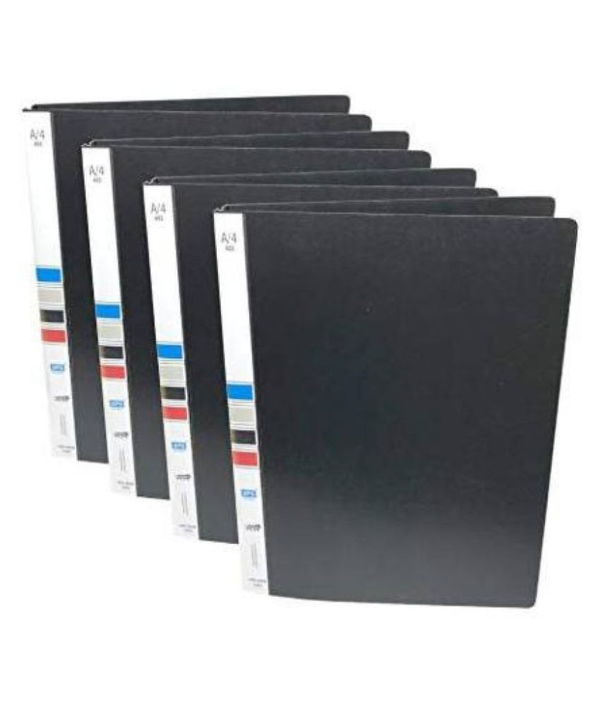 Kataria Plastic Tough Durable 2D Ring Binder Board Box File -A4 Size (Black) -Pack of 4  (Set Of 4, Black)