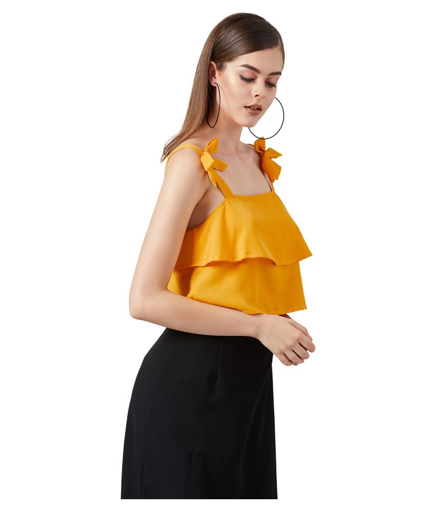 Stalk Poly Crepe Crop Tops Yellow Buy Stalk Poly Crepe Crop Tops