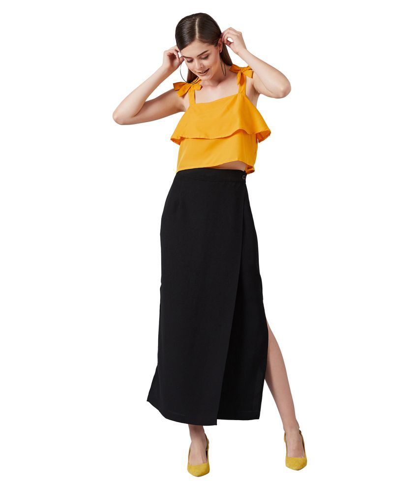 Stalk Poly Crepe Crop Tops Yellow Buy Stalk Poly Crepe Crop Tops