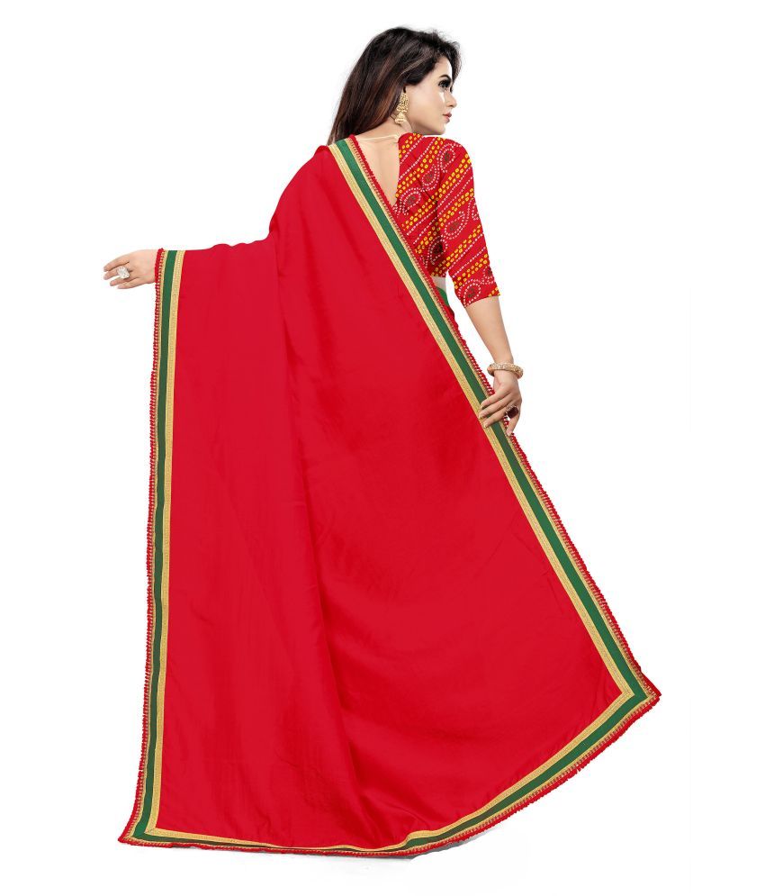 green and red saree combination