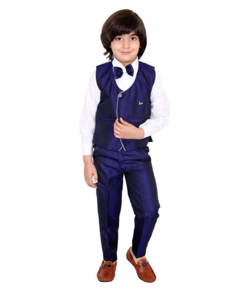     			Fourfolds Ethnic Wear 3 Piece Suit Set with Shirt, Trousers and Waistcoat for Kids and Boys_FC033