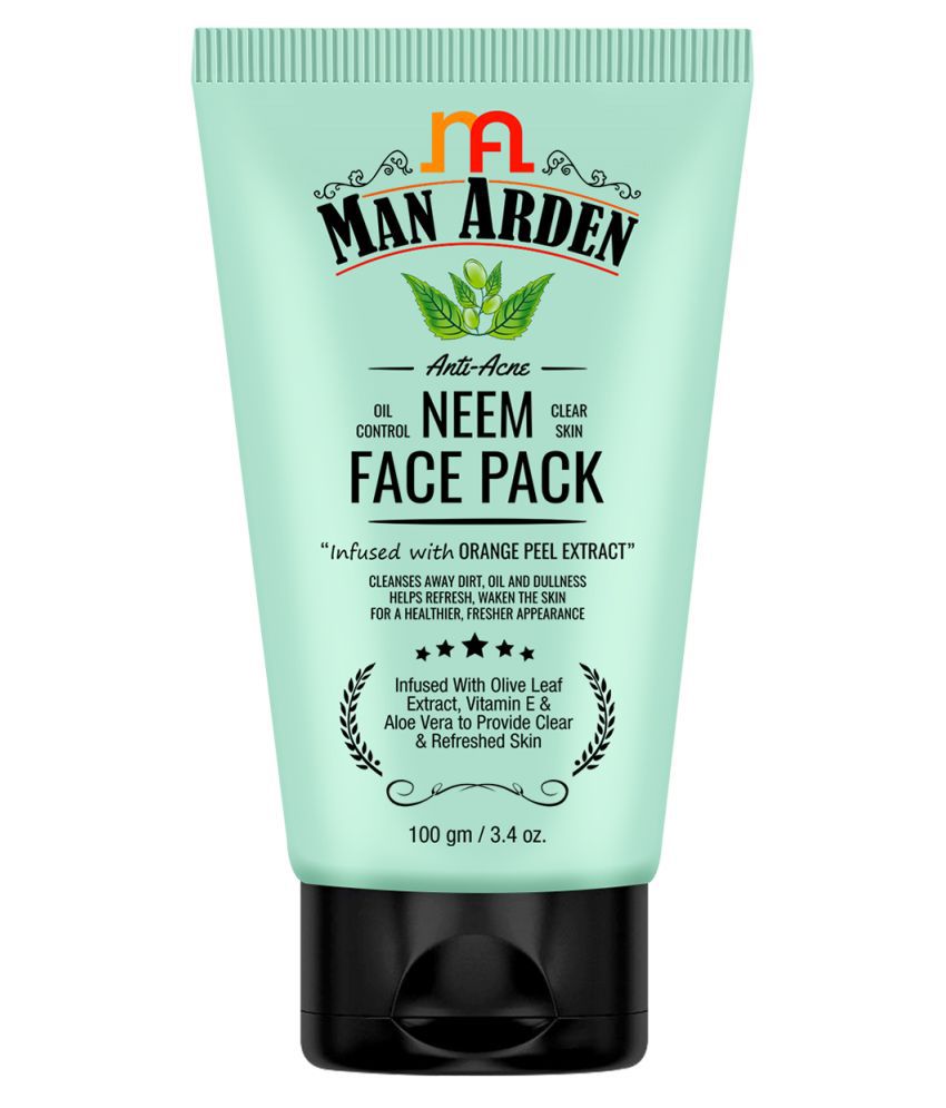 Man Arden Anti-Acne Neem Face Pack - For Oil Control And Clear Skin - Infused With Olive Extract, Vitamin E And Aloe Vera, 100g