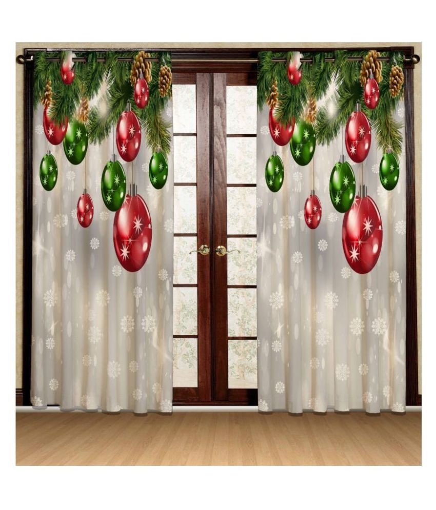     			Koli trading co Set of 2 Long Door Semi-Transparent Eyelet Polyester Curtains Multi Color