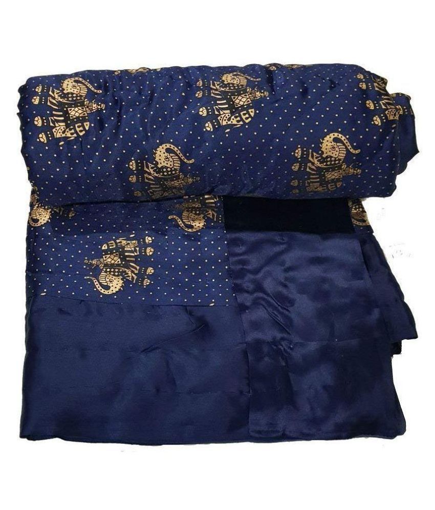 Jaipuri Razai Single Silk Blue Floral Quilt Coordinated Buy Jaipuri