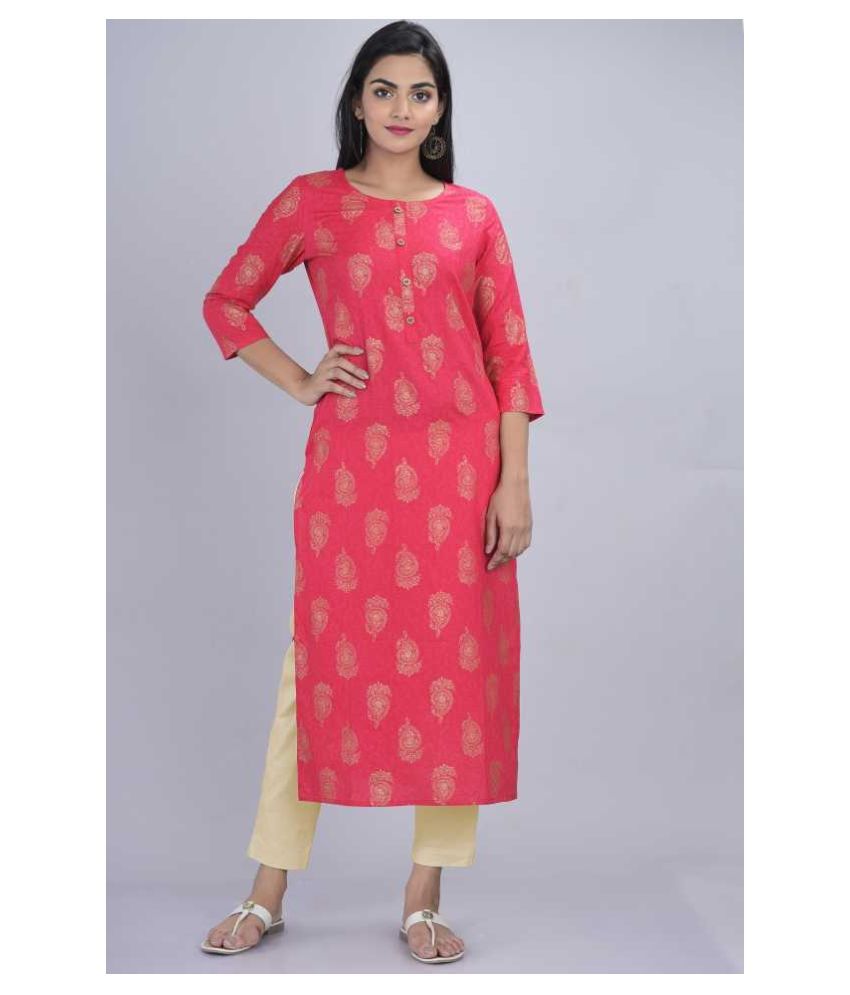     			Kbz Peach Rayon Straight Kurti