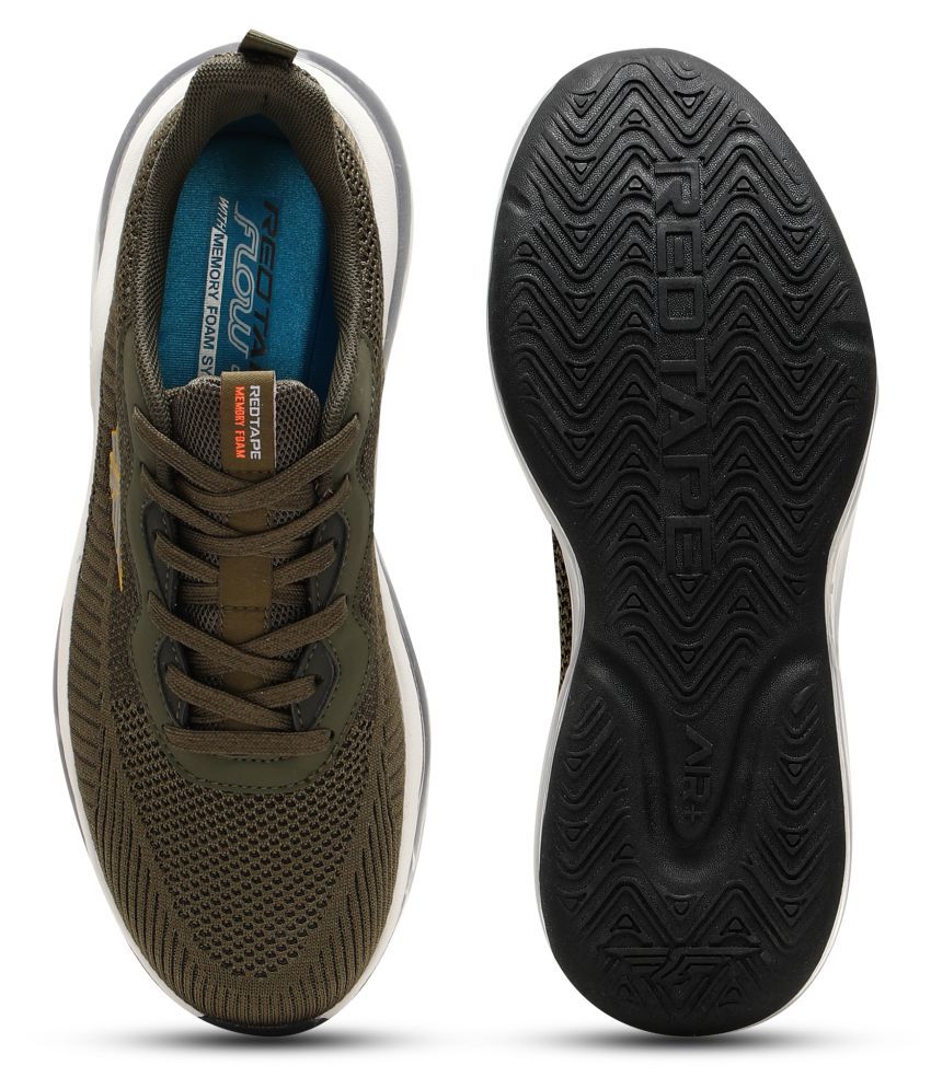 red tape men olive green mesh walking shoes