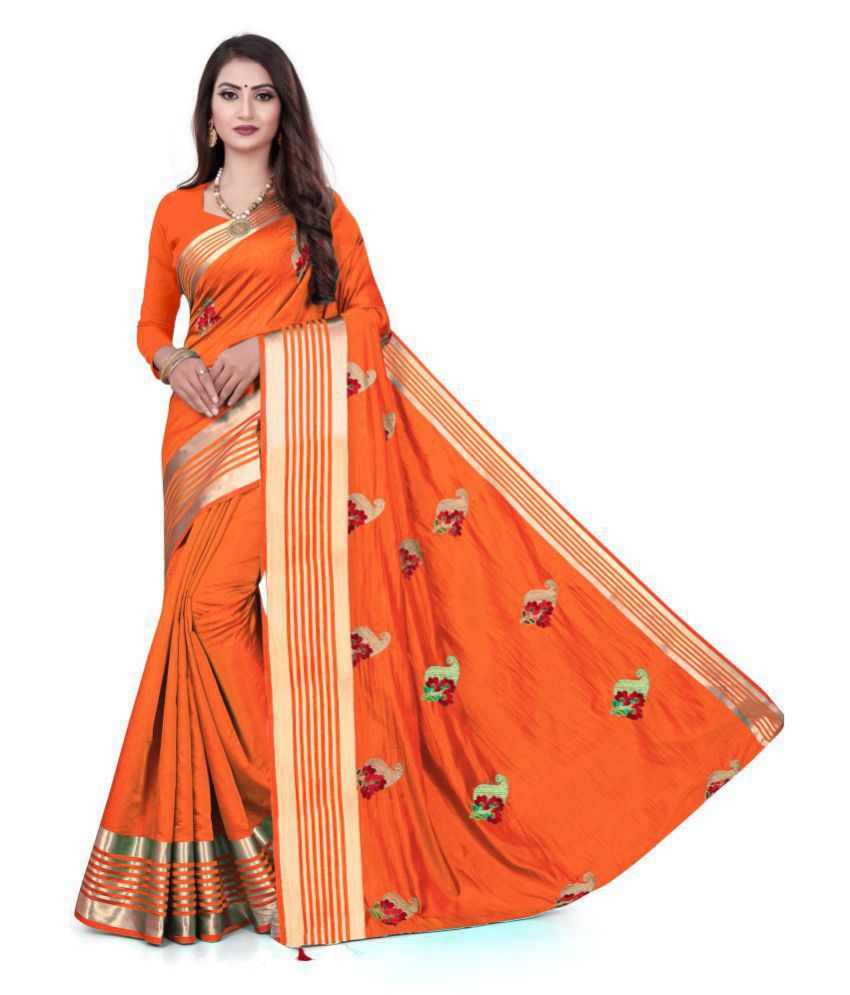 navora Orange Satin Saree - Buy navora Orange Satin Saree Online at Low ...