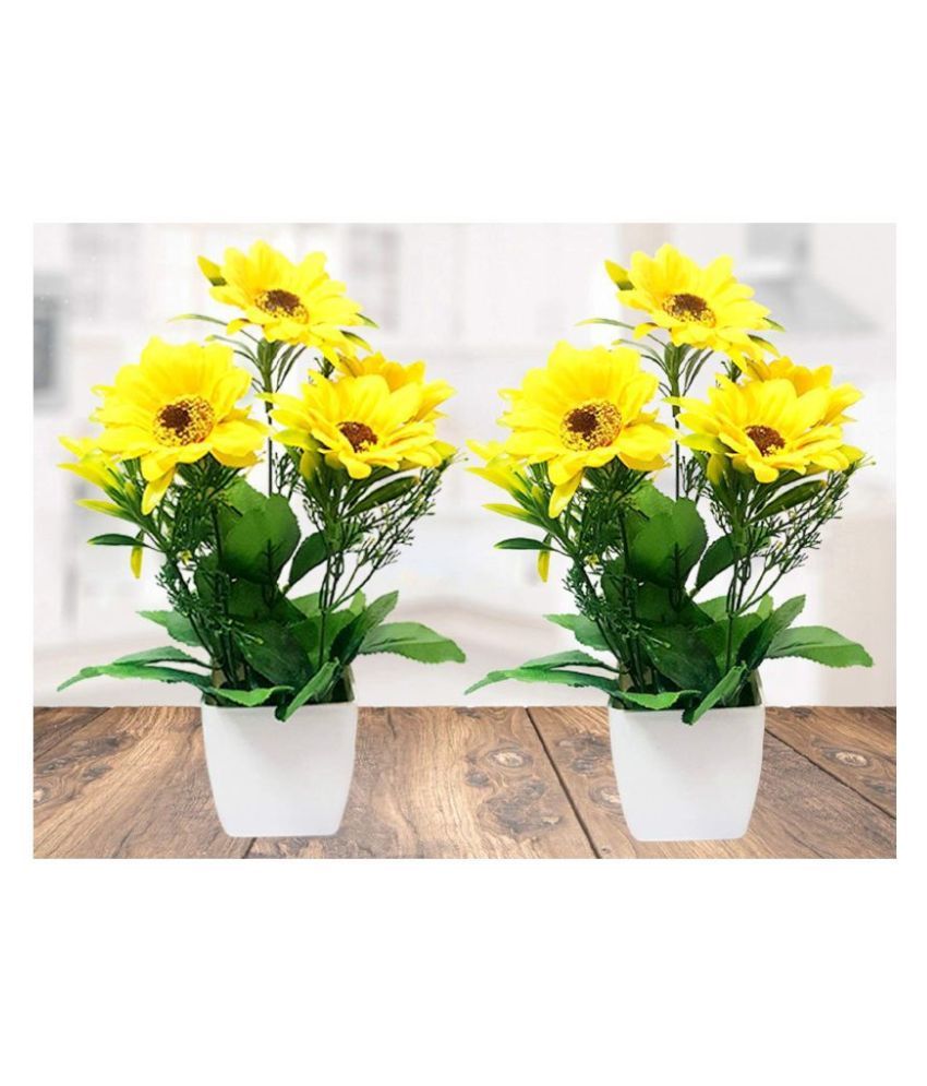     			Green plant indoor Sunflower Yellow Flowers With Pot - Pack of 2