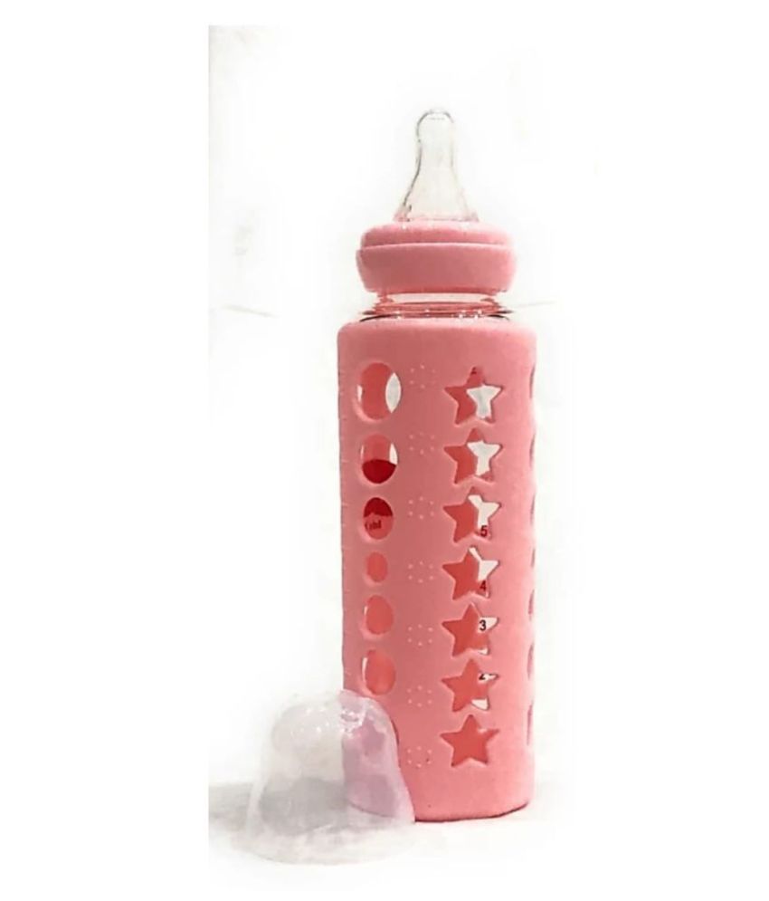 CHILD CHIC UNBREAKABLE Glass Feeding Bottle With Silicone Warmer Cover For Baby Girls And Baby Boys - 240 ml (PINK)