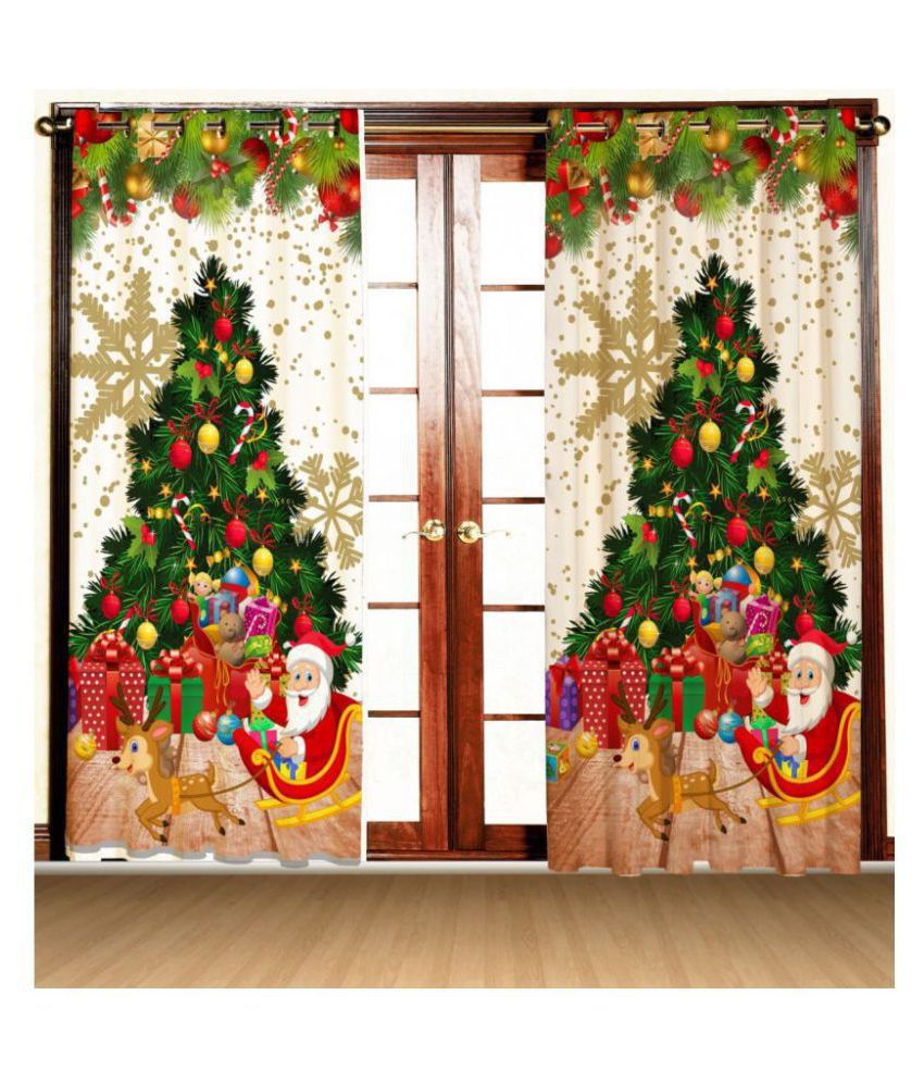     			Koli trading co - Multicolor Pack of 2 Polyester Window Curtain (4 ft X 5 ft)