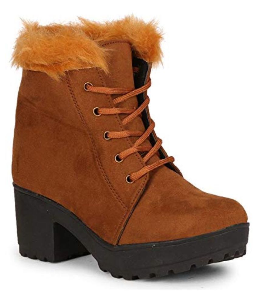     			Saheb Tan Ankle Length Casual Boots