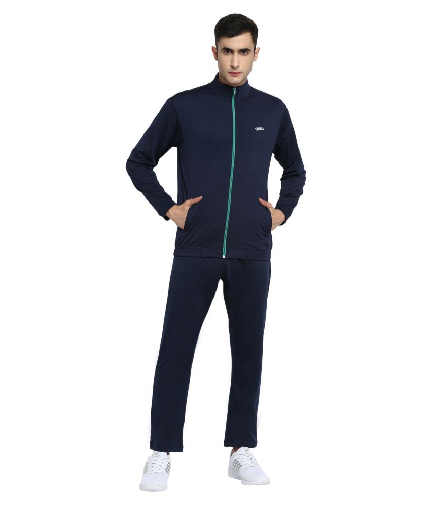     			YUUKI - Navy Blue Polyester Regular Fit Solid Men's Sports Tracksuit ( Pack of 1 )