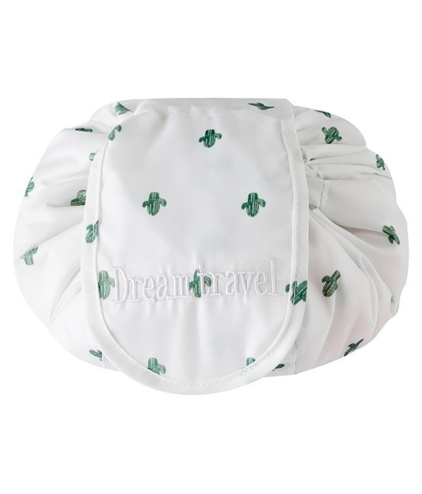     			House Of Quirk White Polyester Lazy Cosmetic Bag Drawstring