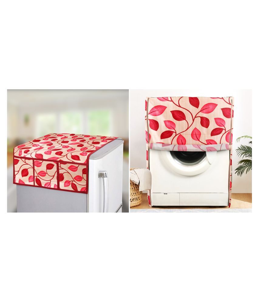     			E-Retailer Set of 2 Polyester Red Washing Machine Cover for Universal Front Load