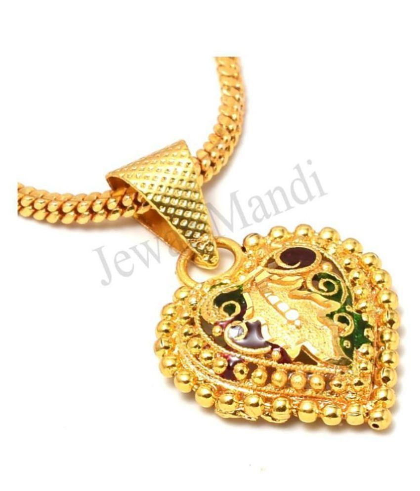     			Jewar Mandi Pendant Meena Work Pan Heart Dil Locket Chain Gold Plated Rich Look Long Size Latest Designer Daily Use Jewelry for Women, Girls, Unisex