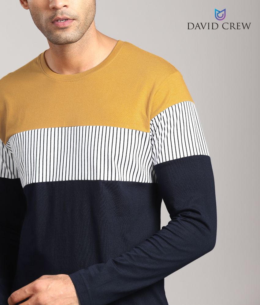 mustard and navy shirt