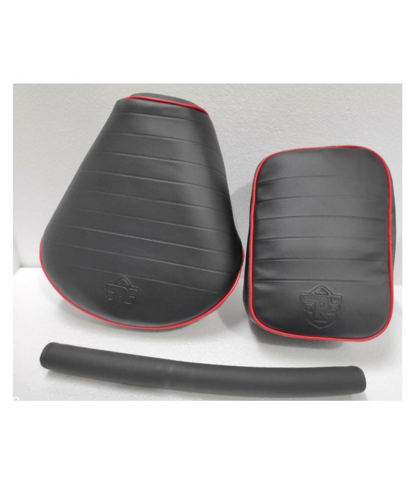     			PURE BIKING Classic Seat Cover Red Lining Black With Backrest Foam Black For Royal Enfield Classic 350cc 500cc