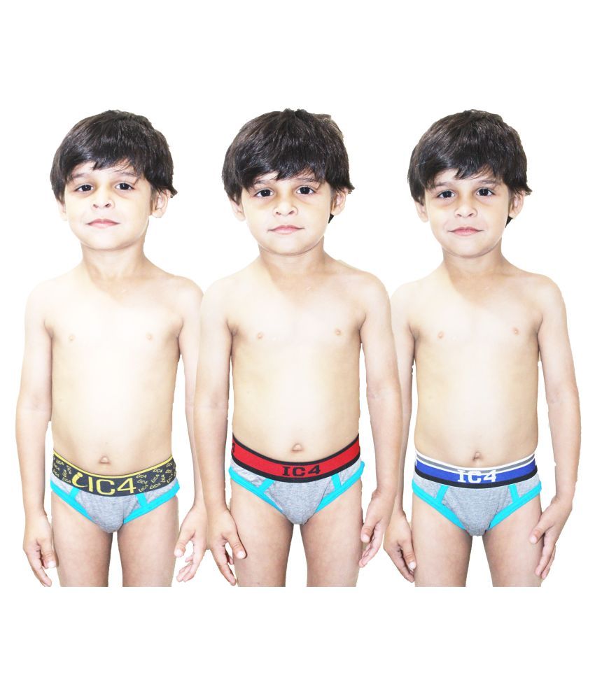     			IC4 Pack of 3 Boys Cotton Blend Briefs ( Grey )