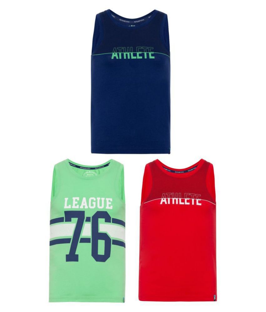 Jockey Athleisure Multicolor Printed Muscle T-Shirt/Tee for Boys - Pack of 3 (AB14)
