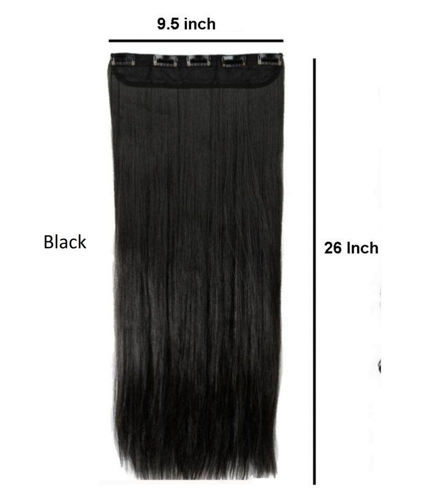 SimTik 5-Clips Hair Extension Straight Clip In Hair Extension Black ...