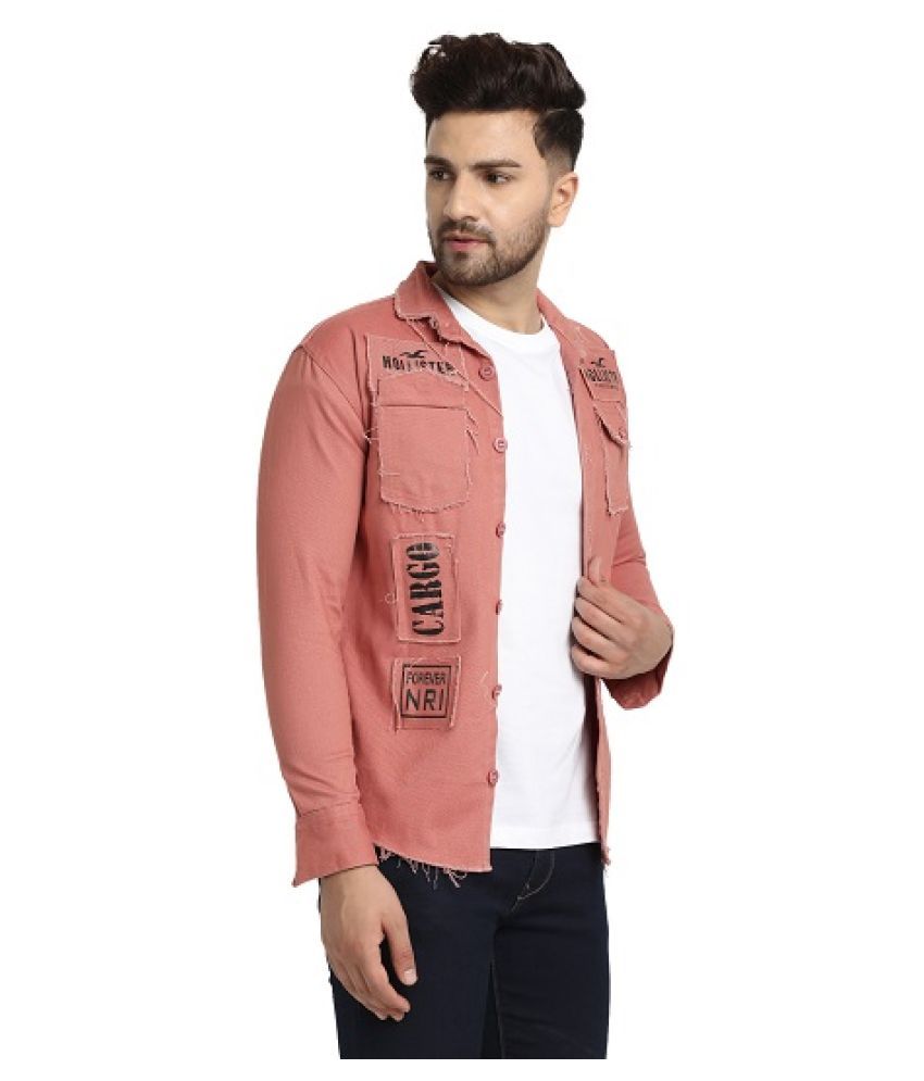 peach denim jacket with hood mens