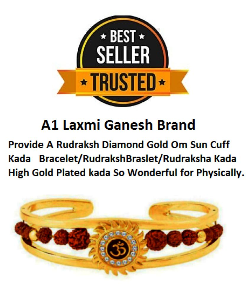     			A1 Laxmi Ganesh Brand Provide A 100% Provide A Rudraksh Diamond Gold Om Sun Cuff Kada Bracelet/Rudraksh Braslet/Rudraksha Kada