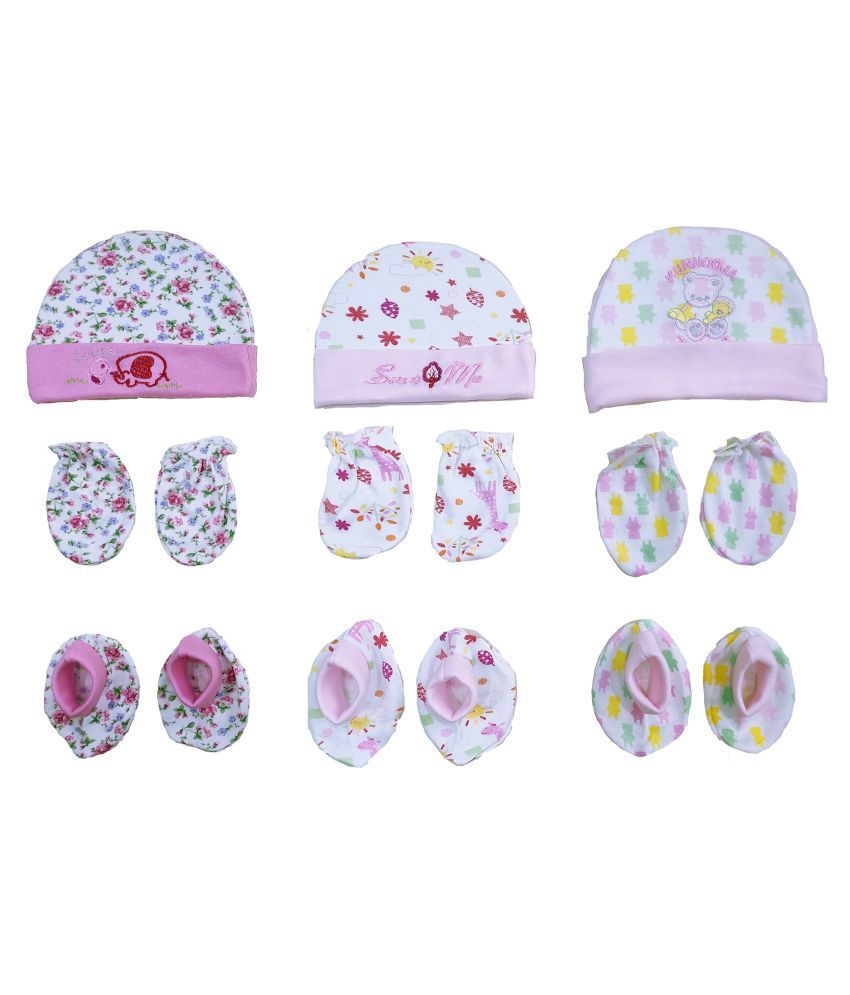 Newborn Baby Cap, Mittens & Booties Set Pack of 3 Buy Newborn Baby Cap, Mittens & Booties
