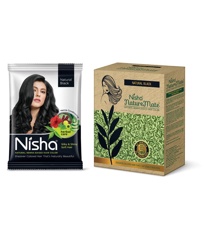     			Nisha Nature Mate 60gm Comes with Natural Permanent Hair Color Black Henna Based each sachet 10 g