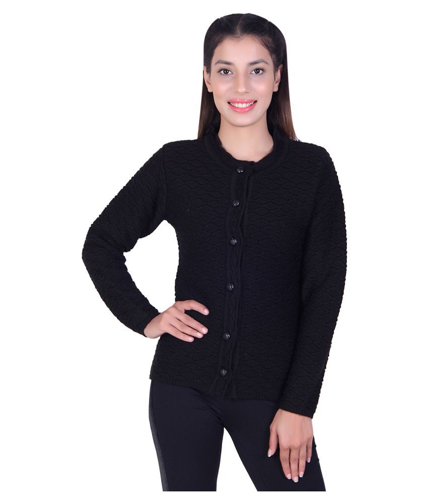     			Ogarti Acrylic Black Buttoned Cardigans