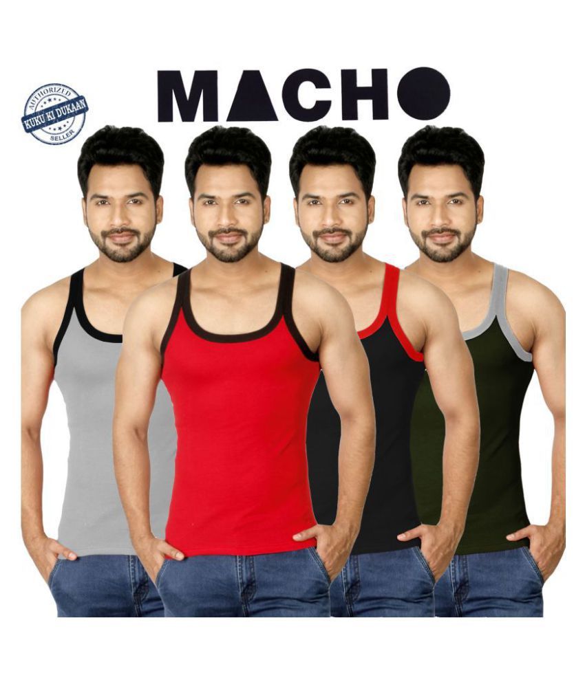     			Macho Sporto Multi Sleeveless Vests Pack of 4