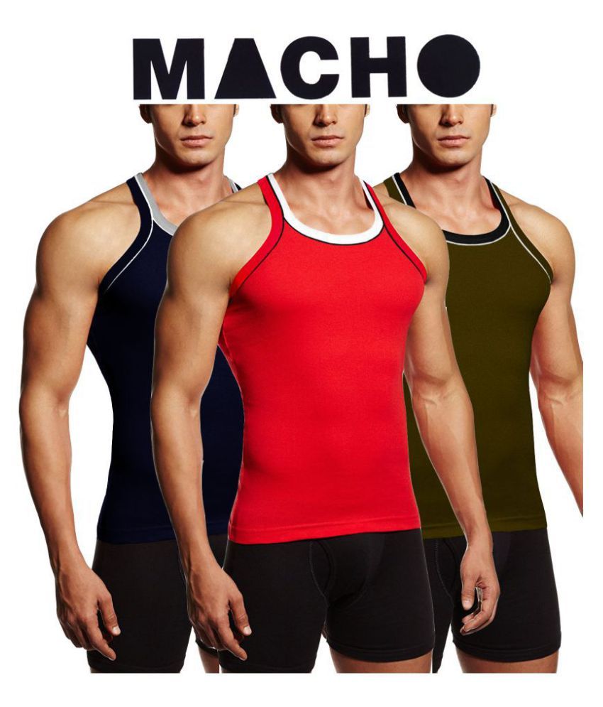     			Macho Sporto Multi Sleeveless Vests Pack of 3