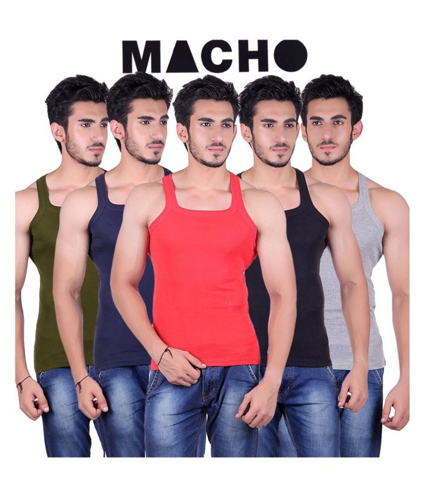     			Macho Sporto Multi Sleeveless Vests Pack of 5