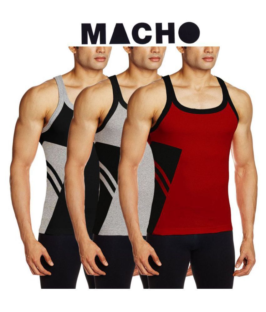     			Macho Sporto Multi Sleeveless Vests Pack of 3