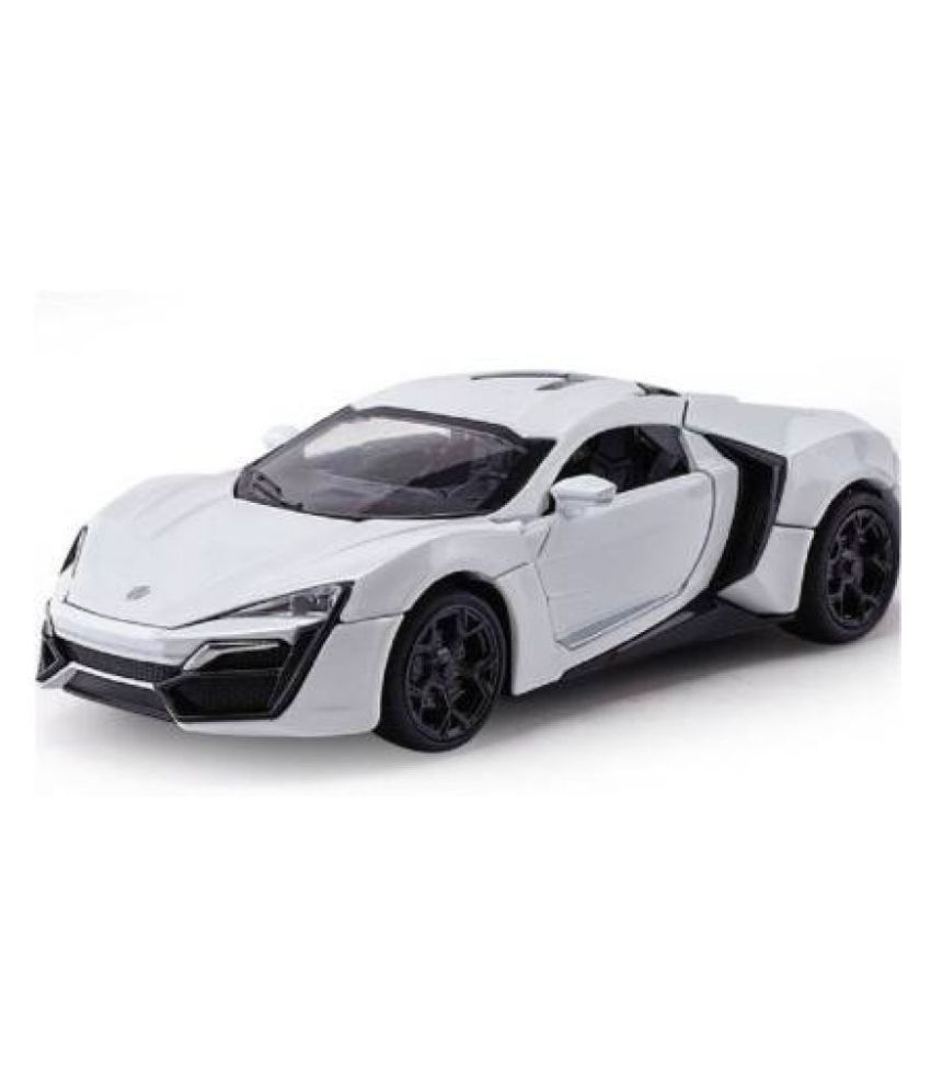 Pull Back Sports Car Toy with White 132 Die Cast Metal Fast and