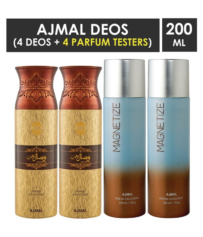 Ajmal 2 Wisal Dhahab and 2 for Men & Women Deo each 200ML