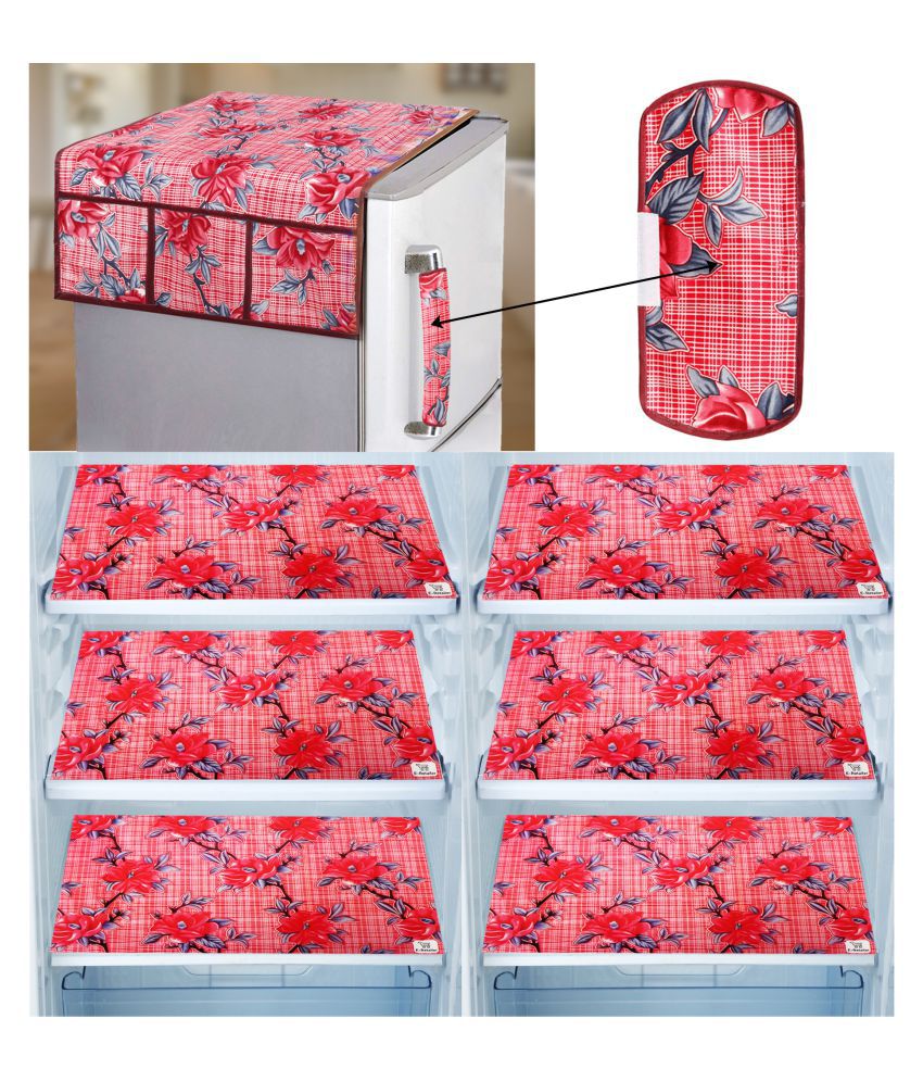     			E-Retailer Set of 8 PVC Red Fridge Top Cover