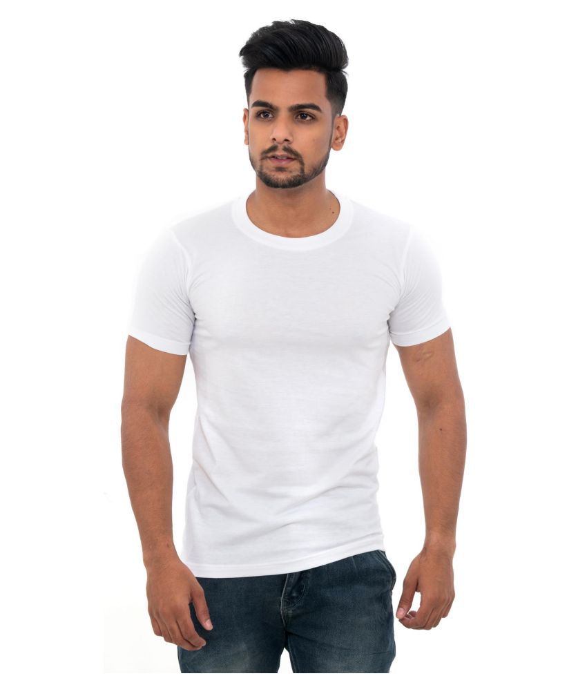 Apparel Polyester Cotton White Solids T-Shirt - Buy Apparel Polyester ...