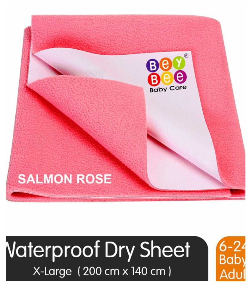     			BeyBee Waterproof Bed Protector Sheet (X-Large (200cm X 140cm), Salmon Rose)
